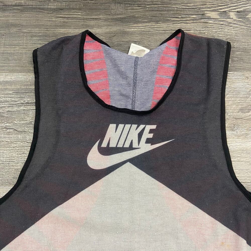 Vintage 80s 90s White Red‎ Mens M Tank Top Spellout Swoosh Sporty Gym Muscle Tee